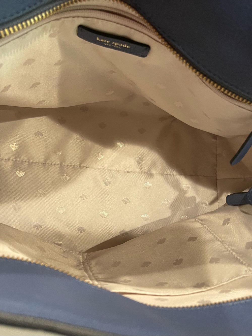 kate spade navy pebbled leather tote with gold logo - Picture 6 of 14